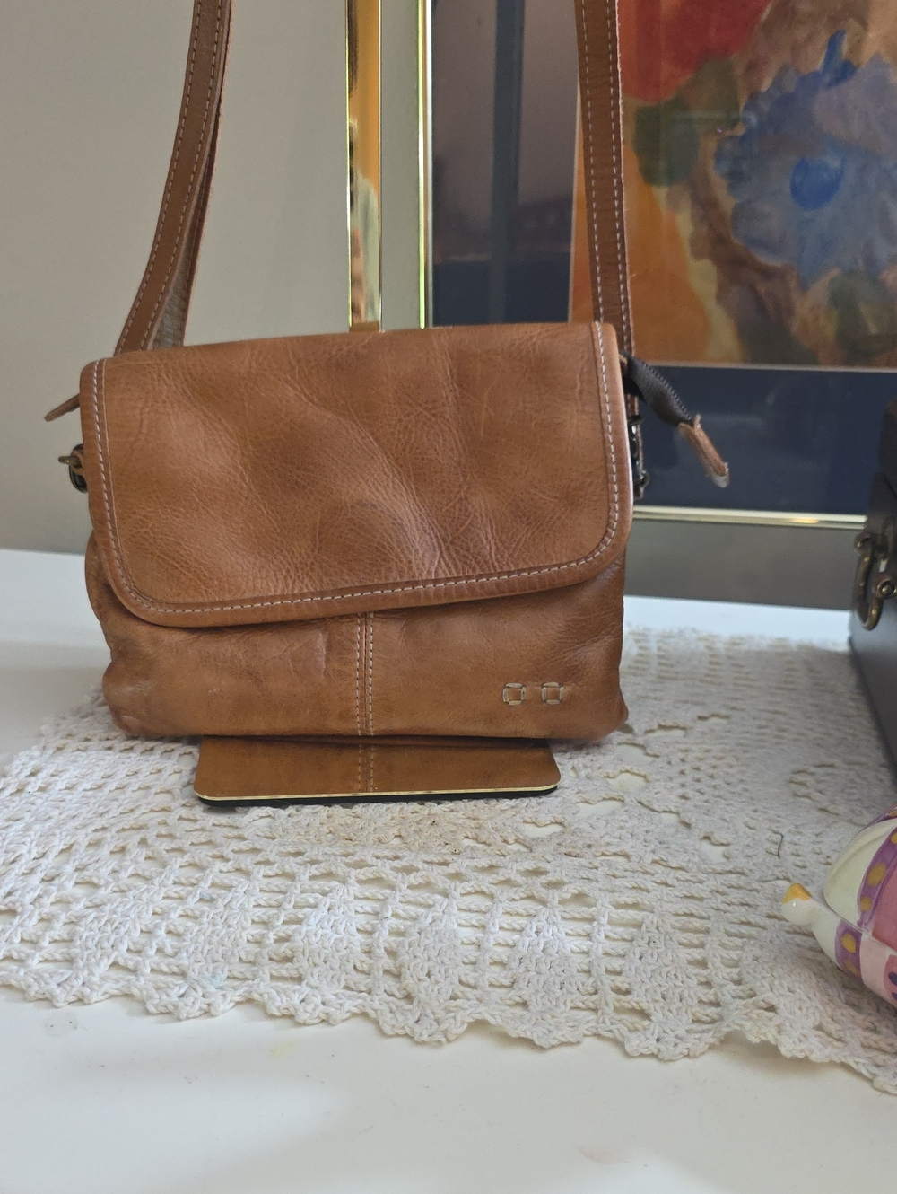 BED|STU Ziggy  Leather Crossbody Shoulder Bag & Dust Bag Small Cognag Tan